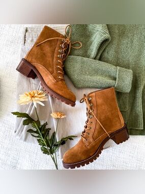 Madewell suede combat boots.